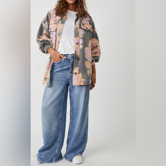 FREE PEOPLE PRINTED RUBY JACKET CHARCOAL COMBO Size medium - Picture 6 of 6